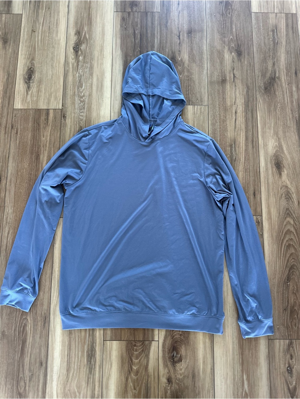 Skims Men's Lightweight Blue Hooded Long-Sleeve Shirt size large
